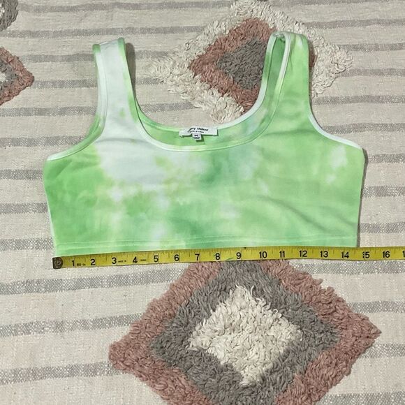 2 Piece Tie Dye French Terry Crop Top & Oversized Blouse Set Lime Green Medium - Picture 5 of 11